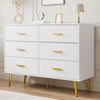 6 Drawer Dresser Modern Wooden Dresser with Gold Handle Chest of Drawers Storage