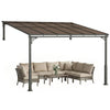 3.4 x 3 m Lean-to Pergola, Wall-Mounted Hardtop Gazebo with Polycarbonate Roof