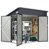 Triple Door Garden Storage Shed Galvanized Steel Sloped Roof Backyard Bike Tool