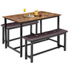 Dining Set for 4 Wood Top Table and 2 PU Leather Upholstered Bench Small Kitchen