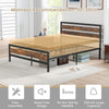 King Bed Frame Industrial Platform Bed Metal Wood Bed Frame with storage