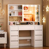 Dressing Table w/ Power Outlet 9 Drawer 10x Magnifying Mirror & Led Slide Mirror