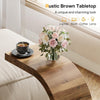 C-Shaped End Table, Wood Side Sofa Table for Living Room Bedroom, Rustic Brown