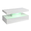 White Gloss Coffee Table with LED Lights – 90cm Modern Living Room Table