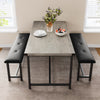 Dining Set for 4 Wood Top Table and 2 PU Leather Upholstered Bench Small Kitchen