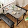 Dining Set for 4 Wood Top Table and 2 PU Leather Upholstered Bench Small Kitchen