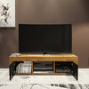 130cm TV Unit Oak Matt Body | Black Matt Doors Cabinet | Modern Storage Unit