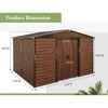 10X8ft Galvanized Metal Garden Shed Outdoor Tool Storage Shed With Base Brown