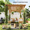 3 x 3 m Wooden Pergola Kit, Garden Gazebo Shelter for Climbing Vines, Dark Brown