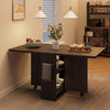 Folding Dining Table w/ Drop Leaf, Space Saving Kitchen Table w/ Storage Shelves