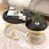 Round Coffee Table Set of 2 Nesting Gold Metal Legs End Tables Living Room