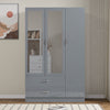 High Gloss Wooden 3 Door Wardrobe with Drawers and Mirror Bedroom Storage