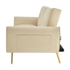 Lora Sofa Bed 3 Seater Faux Leather Click Clack with 2 Cup Holders - Beige