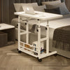 Simple Adjustable Laptop Desk w/ Wheels Movable Bedside Computer Table Portable