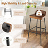 2 Pack Industrial Bar Height Stools Wooden Top Dining Stool Walnut w/Curved Seat