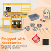 Outdoor Kitchen Playset Fir Wood Play Kitchen with Built-in Bench-Natural
