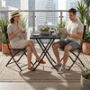 3 Piece Rattan Bistro Dining Set Outdoor Garden Balcony Folding Table Chair