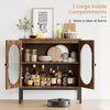 Kitchen Sideboard with 2 Glass Doors Adjustable Shelves Storage Cabinet