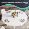Dining Table Round Wood Top Metal Base Farmhouse Industrial Kitchen Dining Room