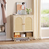 Shoe Storage Cabinet With Rattan Doors 4-Tier Shoe Rack for Entryway Hallway