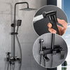 Exposed Shower Taps Mixer Valve Black Bathroom Square Twin Head Bar Shower Set