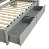 3FT Wooden Bed Frame with Drawers Bookcase, Storage Headboard & LED Lights, Grey