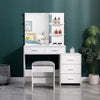 Dressing Table With 5 Drawers Mirror Stool Set Makeup Desk Vanity Table Bedroom