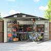 12 x 8 ft Garden Shed, Outdoor Storage Shed with 4 Vents, Dark Grey