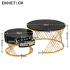 Coffee Table Nesting Set of 2 Side Table Golden Frame Marble Effects With Drawer