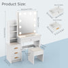 Dressing Table With Drawers LED Mirror Set Makeup Desk Vanity Table Bedroom UK