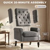Retro Accent Chair Wingback Armchair with Wood Frame for Living Room Dark Grey