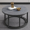 Coffee Table Set of 2 Round Nesting Side & End Tables w/ Anti-scratch Marble Top
