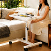 Height Adjustable Mobile Over Bed Table Hospital Overbed Aid Chair Laptop Tray
