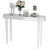 Elegant Glass Entryway Silver Console Table w/ Sturdy Square Mirrored Glass Legs