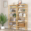 6Tier Bamboo Shelf Open Wood Bookshelf Adjustable Display Storage Rack Organizer