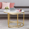Round Coffee Table Set of 2 Stacking Side End Table Nesting Tables Marble Effect