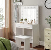 LED Light Vanity Dressing Table Set Bedroom Makeup Desk With Mirror Drawer Stool