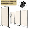 3 Panel Rolling Fabric Room Divider Folding Privacy Dividers with Wheels
