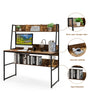 2 in 1 Computer Desk PC Laptop Table Writing Study Workstation Storage Bookcases