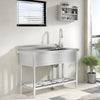 Commercial Stainless Steel Kitchen Sink Single Bowl Wash Basins Drainer Unit UK