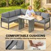 4 Piece Rattan Garden Furniture Set with 3 Loveseats, Table, Grey