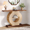 Console Table with Storage, Entryway Sofa Table with Circle Base for Hallway