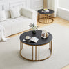 Set of 2 Nesting Coffee Table Round Stacking Side End Table White Black