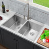 Stainless Steel Double Twin Bowl Kitchen Sink Undermount Inset w/ Waste Kit