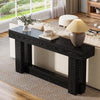 63 Inch Black Long Console Table, 2-Tier Farmhouse Wooden Narrow Entryway Table