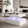 White Gloss Coffee Table with LED Lights – 90cm Modern Living Room Table