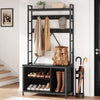 Hall Tree with Bench Coat Rack Shoe Bench Coat Tree with Storage Cubbies