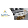 Modernique Avorio Oval Coffee Table with Sintere Stone Marble Effect Top, Metal