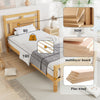 Wooden Bed Frame 3ft Single Bed Pine Wood with Rattan Headboard & Footboard