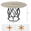 120cm Round Dining Table for 4-6,Kitchen Table with Sturdy Metal Pedestal Base
